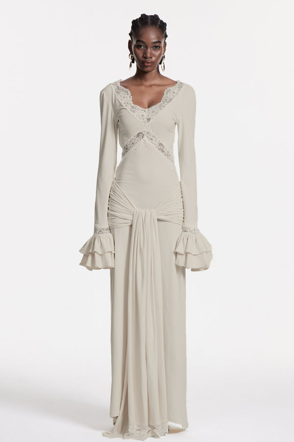 Chizuru Lace Tie Up Maxi Dress