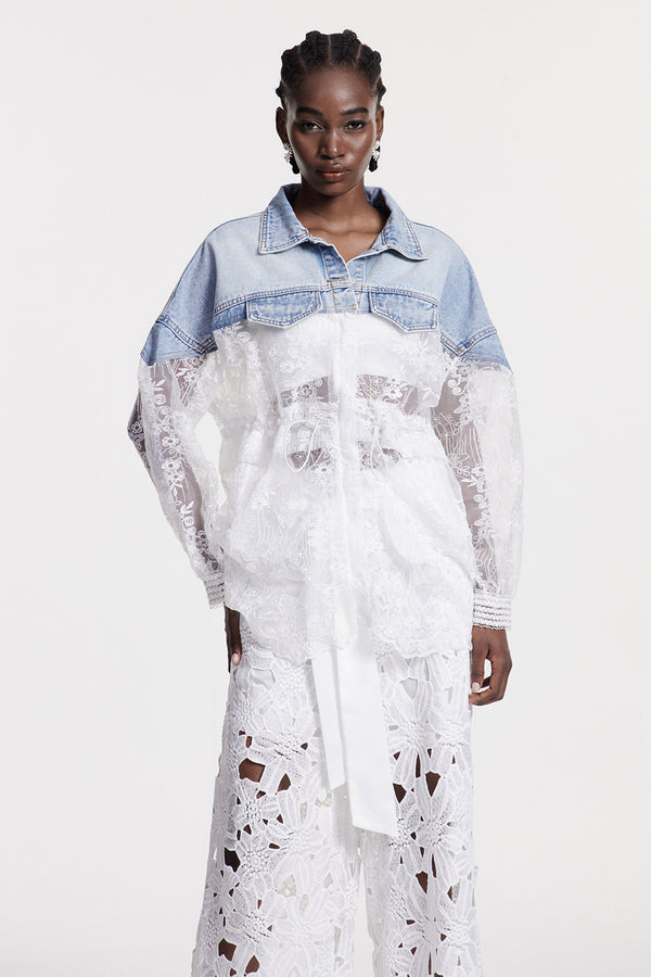 Chlothar Lace Embroidered Denim Jacket