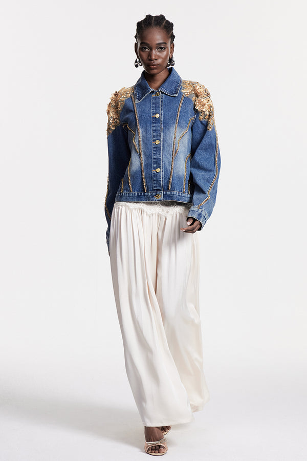 Chou Embroidered Sequin Denim Jacket