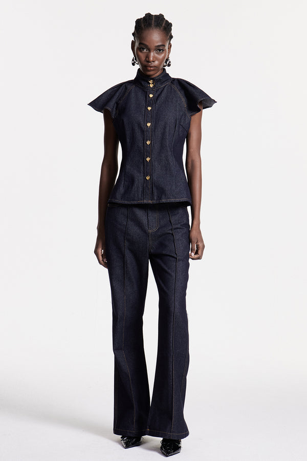Chrestos Ruffle Denim Pants Set
