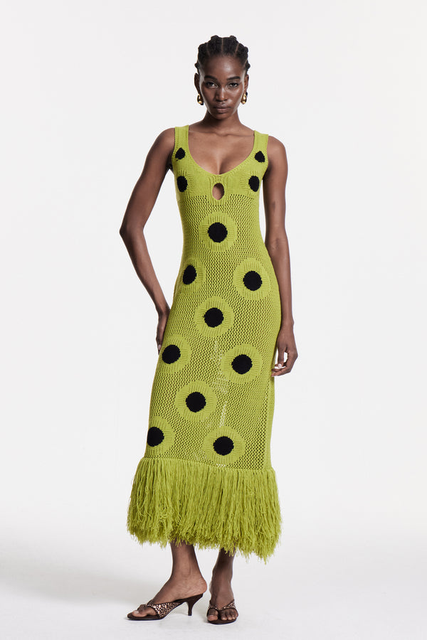 Christen Fringe Knit Maxi Dress