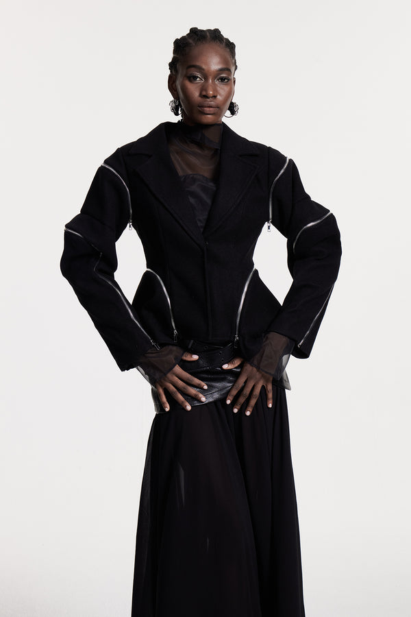 Christine Deconstruct Zipper Blazer