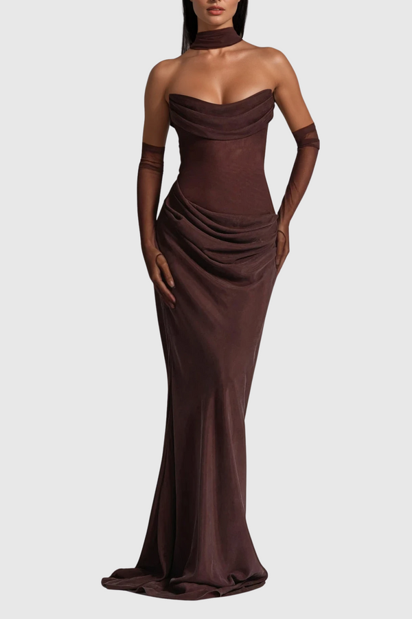 Chrysanthi Ruch Lace Up Scarf Maxi Dress