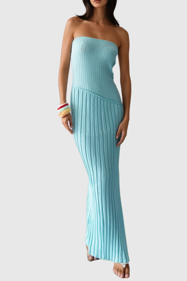 Cilka Strapless Stripe Knit Maxi Dress