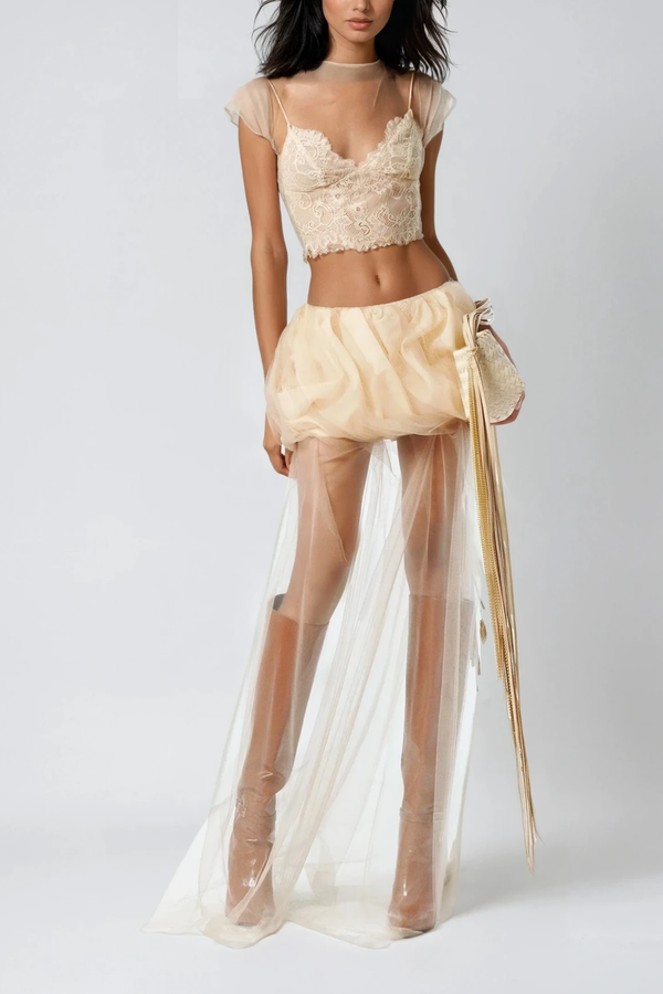 Ciro Lace Mesh Skirt Set