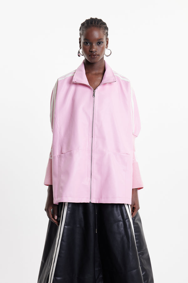 Condoleezza Stripe Leather Jacket In Pink