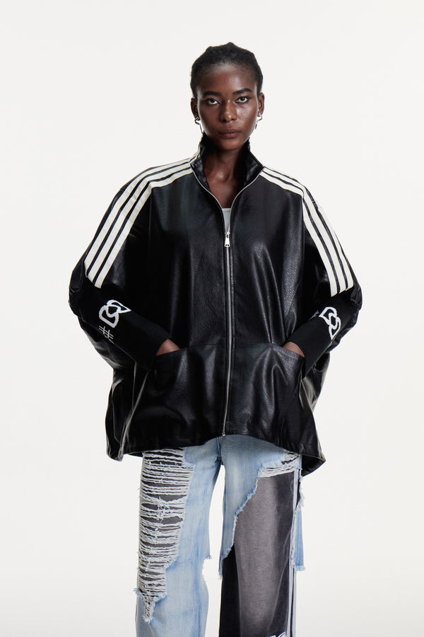 Condoleezza Stripe Leather Jacket