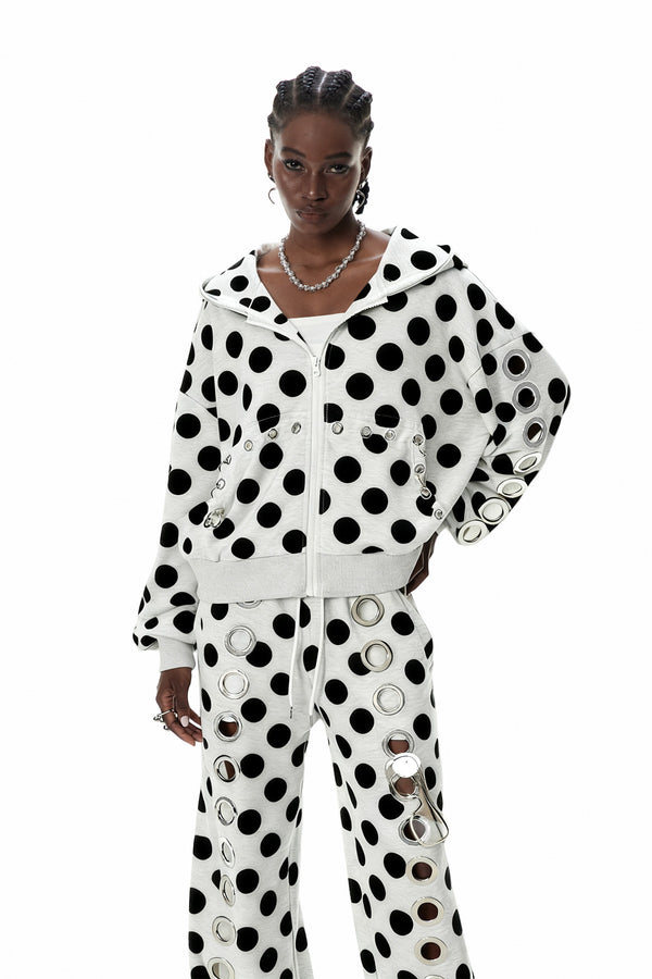 Costel Eyelet Dot Hooded Jacket