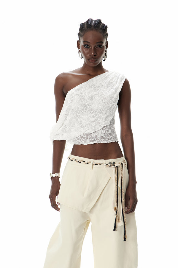 Cowal Asymmetric Lace Ruch Top