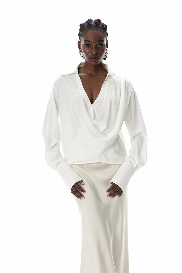 Cozbi Cowl Neck Ruch Shirt