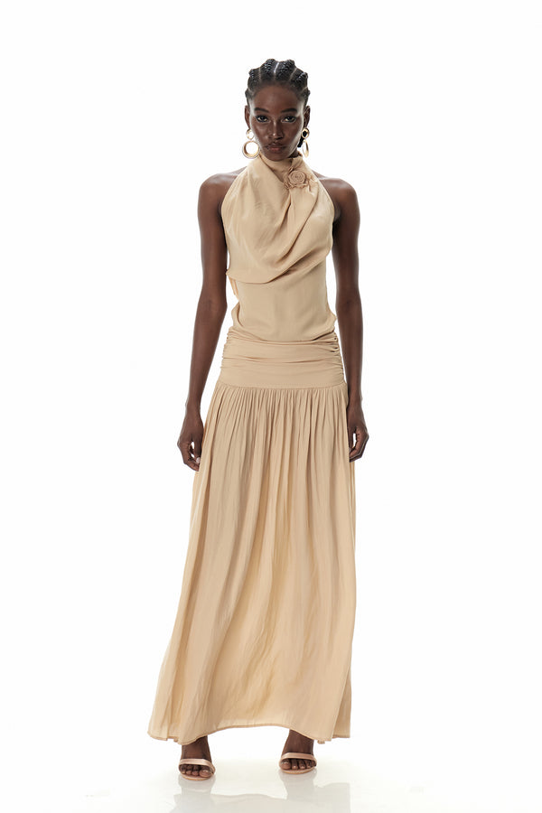 Crispian Flower Ruch Maxi Dress