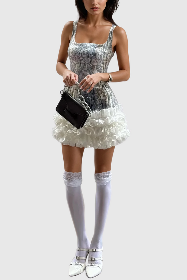 Dagda Sequin Ruffle Mini Dress