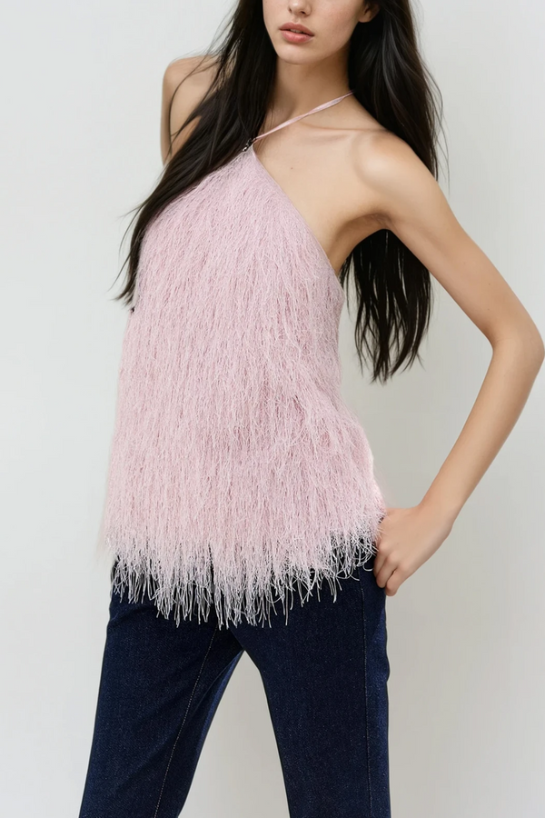 Dagnija Halter Neck Fringe Top