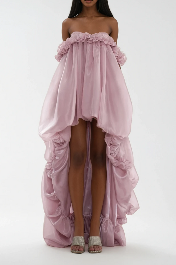 Damira Flower Off Shoulder Asymmetric Maxi Dress