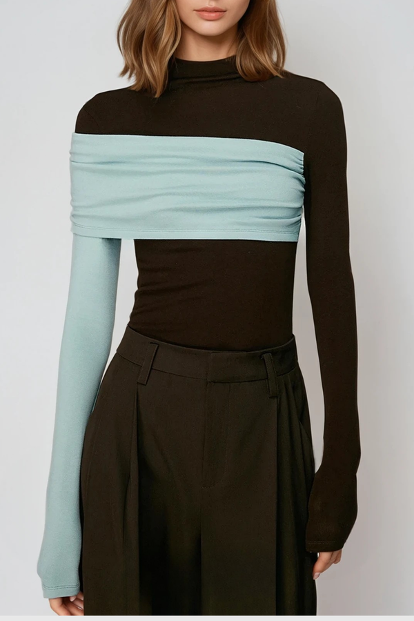 Dane Bodycon Asymmetric Top In Brown