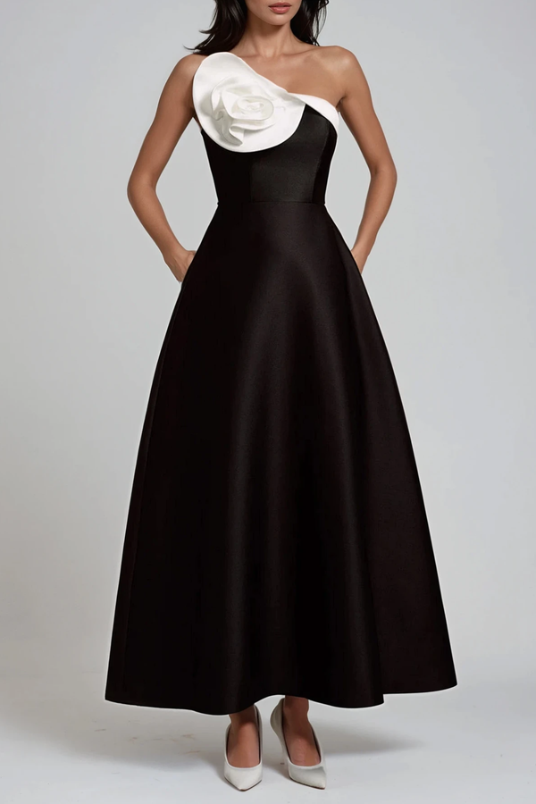 Daniele Flower Asymmetric Maxi Dress