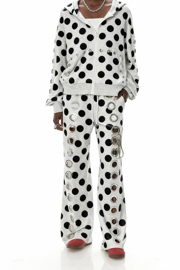 Daniyal Eyelet Dot Straight Pants