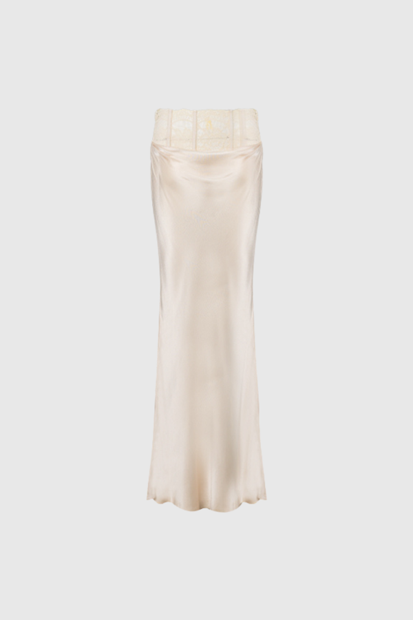 Dariel Lace Corset Satin Maxi Skirt