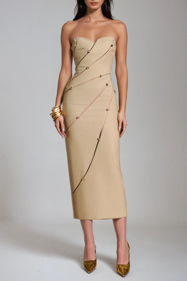Davinia Strapless Asymmetric Maxi Dress