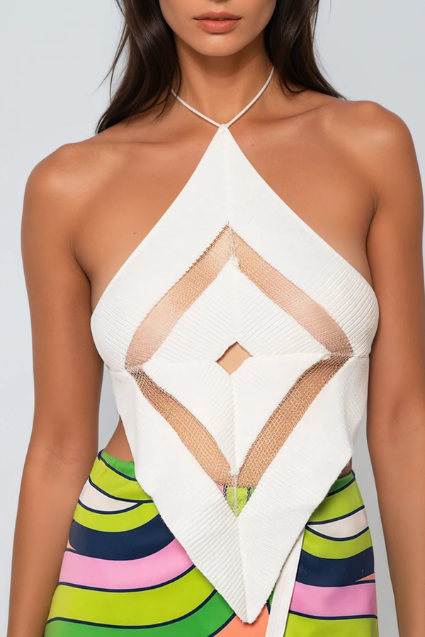 Davyd Halter Neck Cutout Knit Top