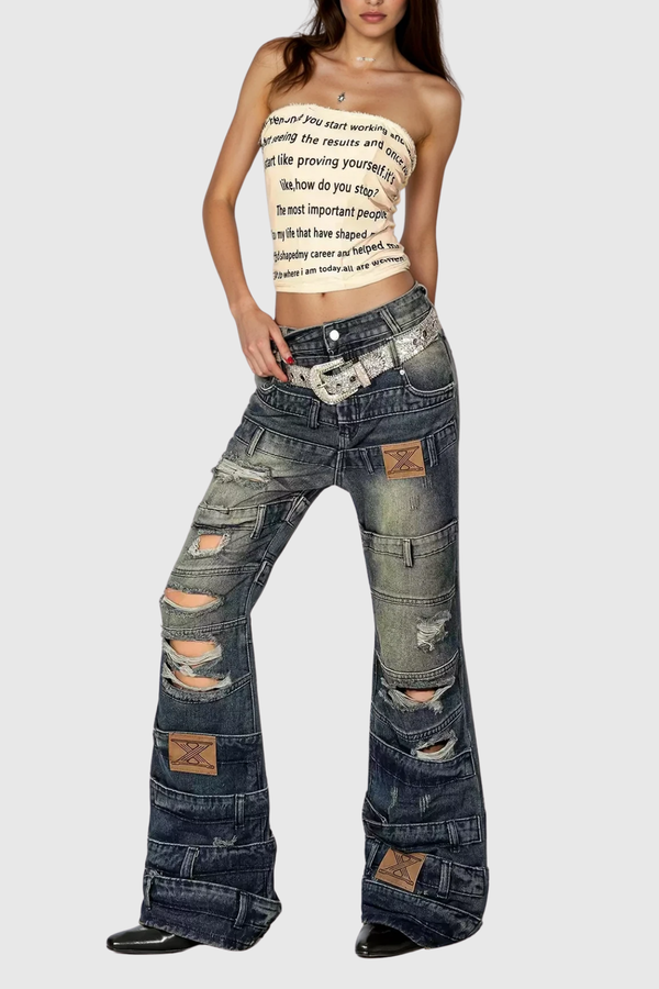 Dedrick Deconstruct Ripped Bootcut Jeans