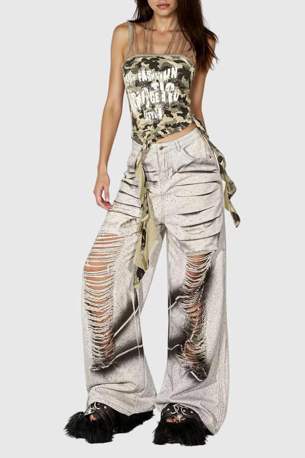 Dee Tie Dye Ripped Ruch Jeans