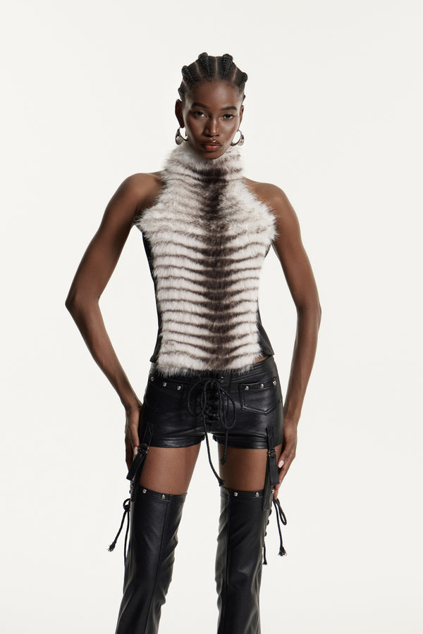 Deina Faux Fur Sleeveless Top