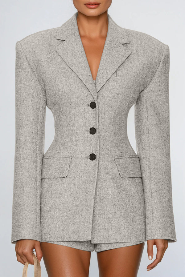 Delaney Lapel Blazer In Slight Grey