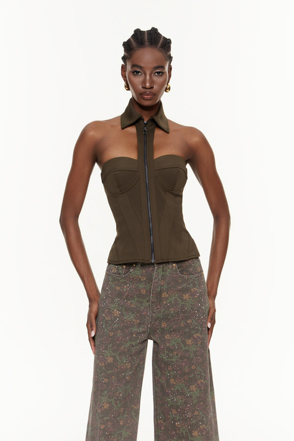 Delbert Halter Neck Corset Top
