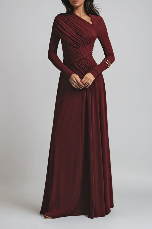 Desislav Bodycon Asymmetric Ruch Maxi Dress