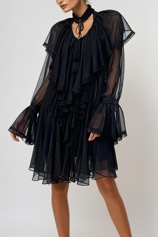 Devraj Ruffle Mesh Mini Dress