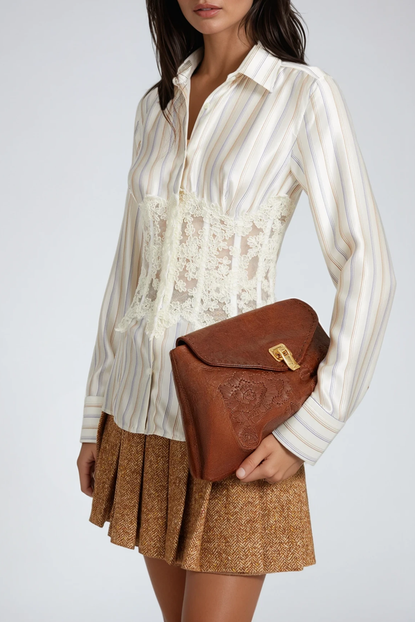 Dexter Lace Corset Stripe Shirt