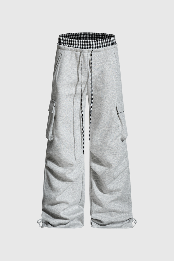 Didi Grid Pocket Cargo Pants In Grey