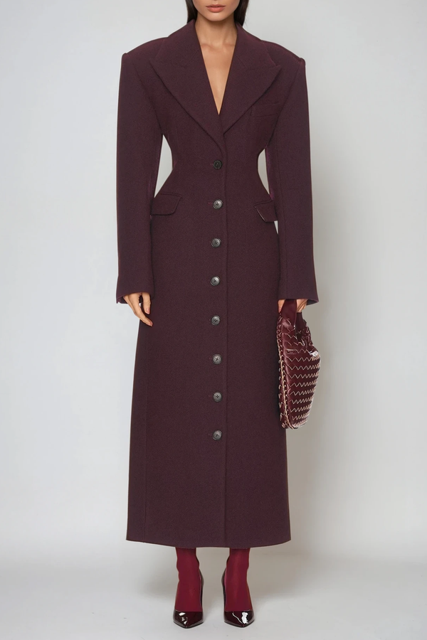 Dieter Lapel Wool Coat In Red