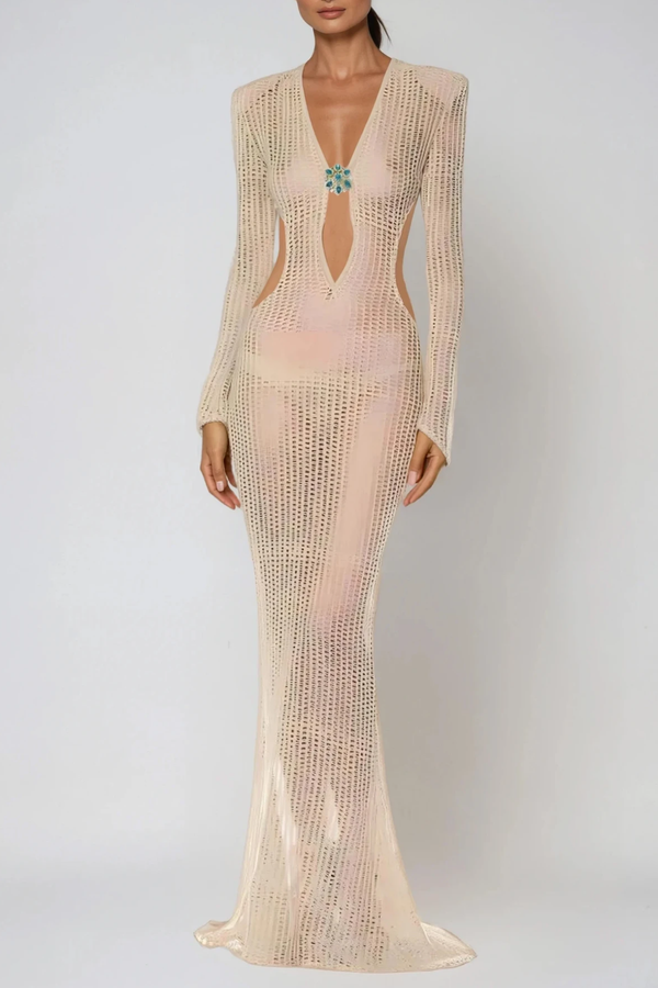 Dietlinde Cutout Crystal Knit Maxi Dress