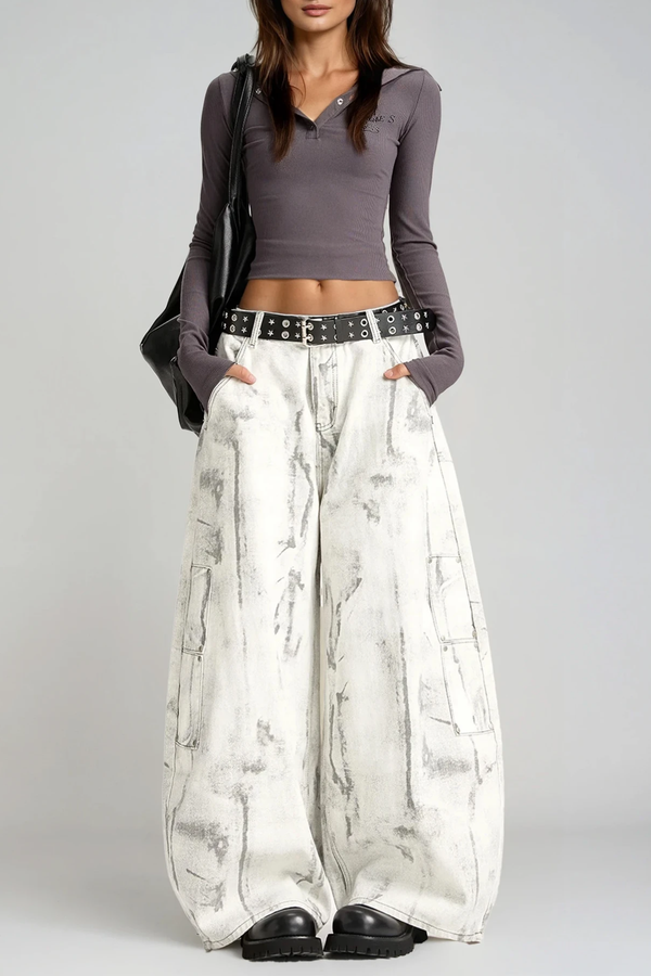 Dijana Asymmetric Print Jeans