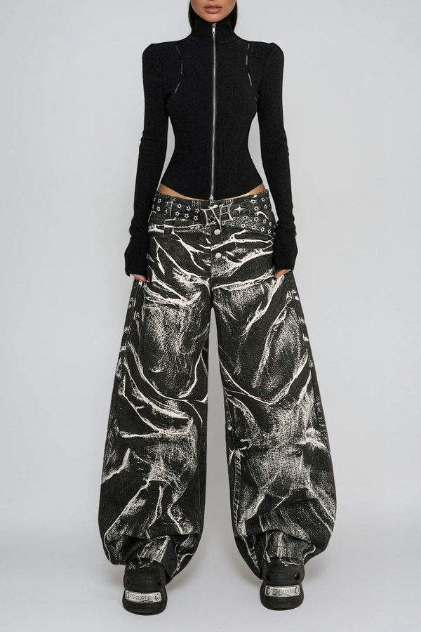 Dilys Print Barrel Jeans