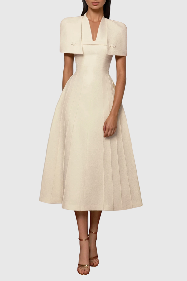 Diodore Shawl Ruffle Midi Dress