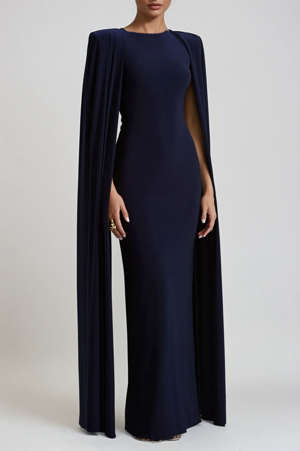Diodotus Shawl Bodycon Maxi Dress In Blue