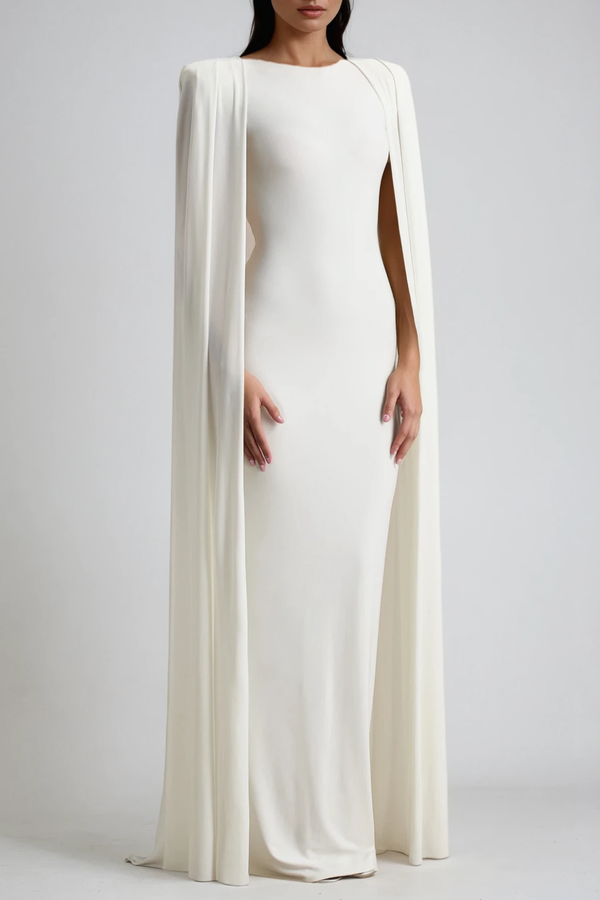 Diodotus Shawl Bodycon Maxi Dress In White