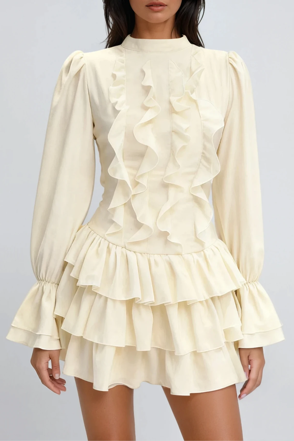 Dionisie Balloon Sleeve Ruffle Mini Dress