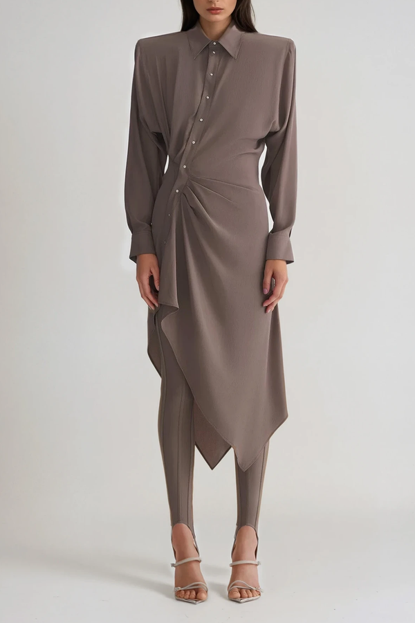 Dior Asymmetric Ruch Midi Shirt Dress