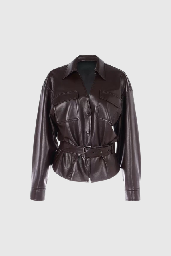 Diot Plunge Leather Jacket