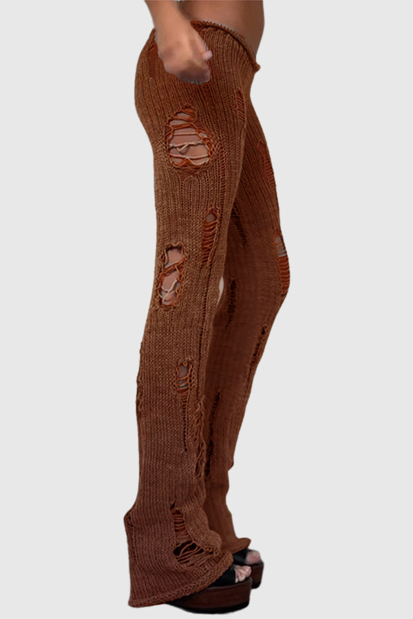 Djedefre Ripped Knit Pants In Brown