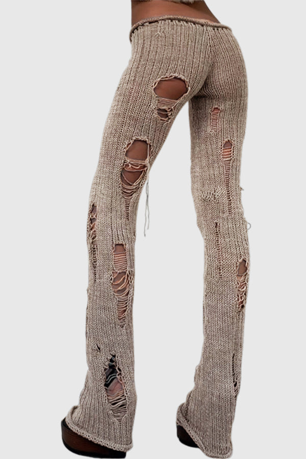Djedefre Ripped Knit Pants In Camel