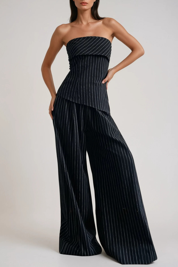 Dmitry Strapless Stripe Pants Set