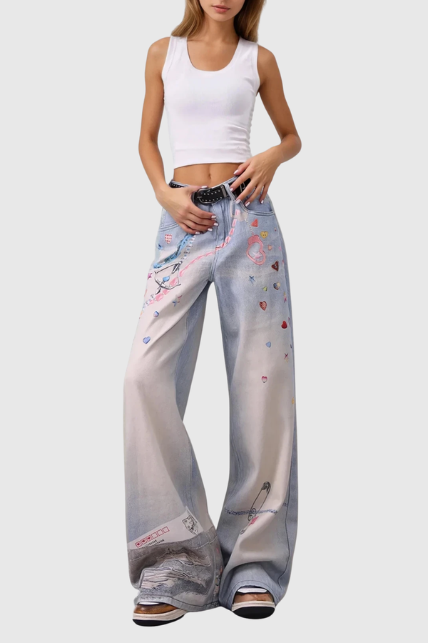 Dobrogost Heart Print Jeans