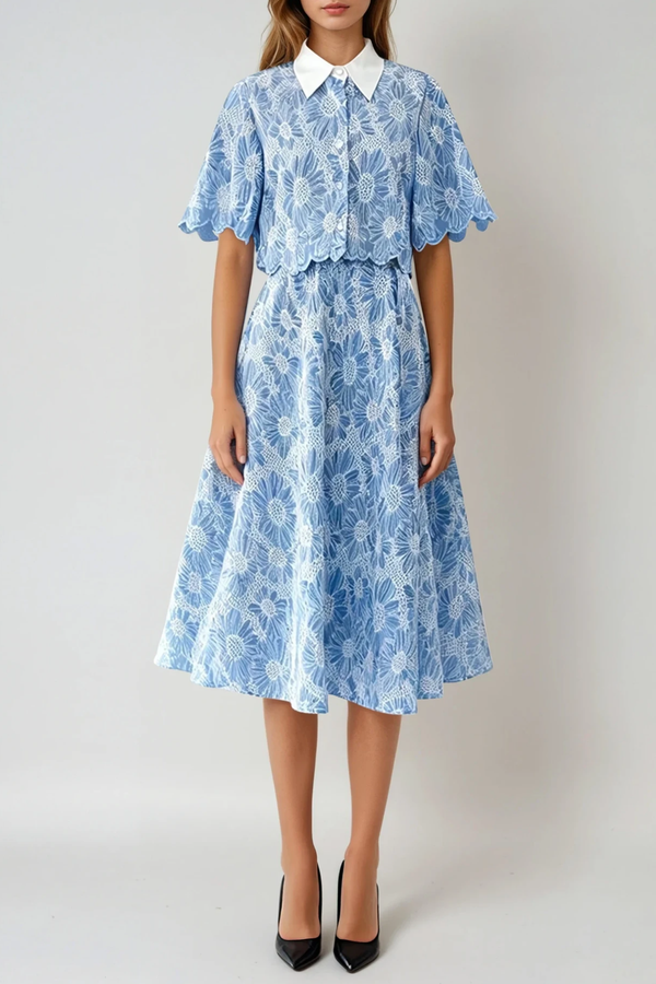 Dolly Floral Lapel Skirt Set