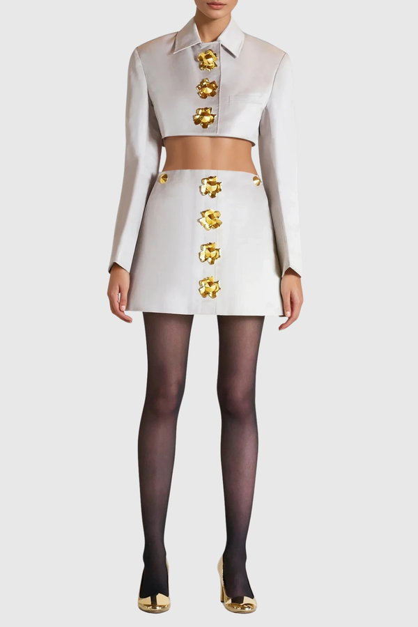 Dolors Crop Embellished Skirt Set