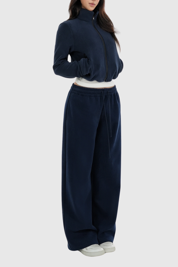 Donatello Drawstring Straight Pants In Navy